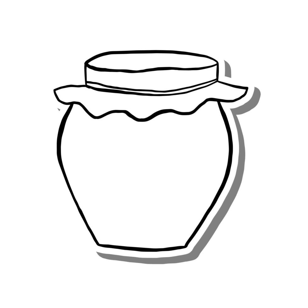 Honey Jar Hand Drawn Doodle Outline. Illustration for decorate, coloring and any design. vector