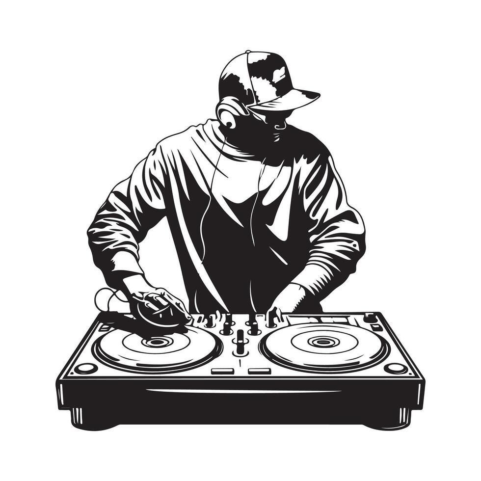 Male Dj Stock Illustrations. Dj Male with headphones stock image isolated on white vector