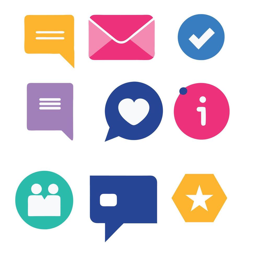 Flat color set of social media and communication icons vector