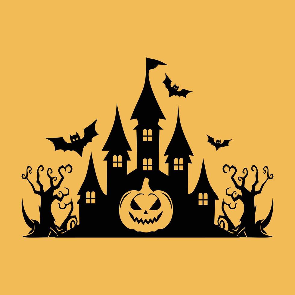 Halloween Witch Castle Icon Illustration vector
