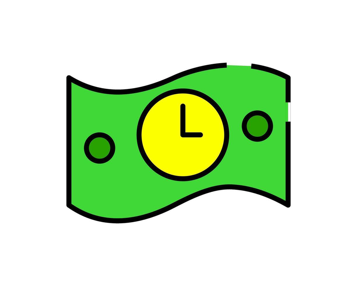 Illustration of a clock with a money, symbolizing a pending payment for a recent order vector