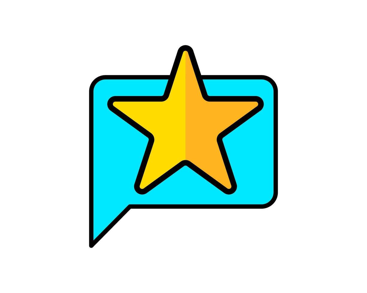 Illustration of a clipboard with a chat and star symbols, indicating the act of leaving a product review vector