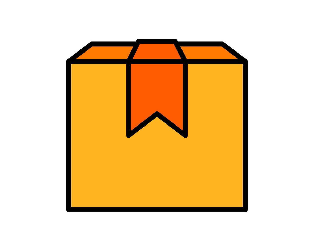 Illustration of a closed cardboard box, representing a packed and ready to buy product vector