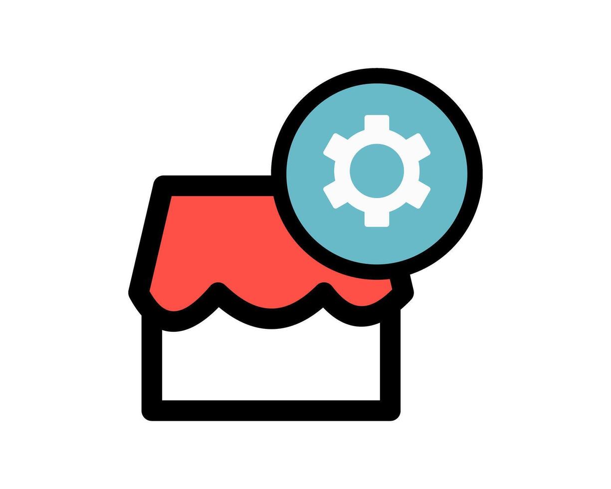 Illustration of the settings and preferences available for managing an online store vector