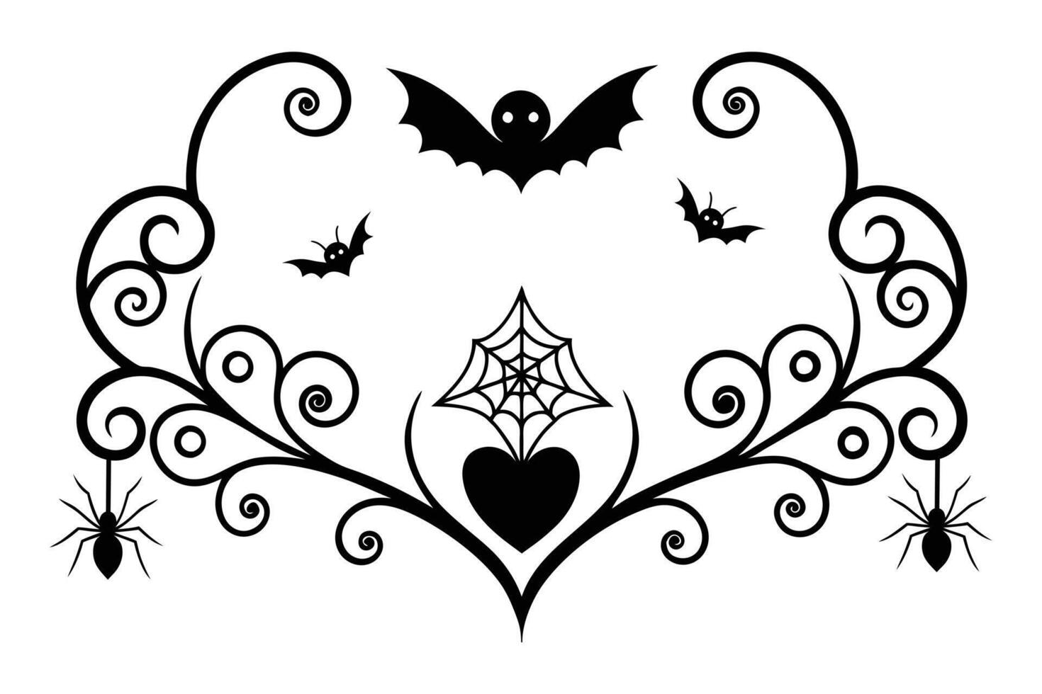 Halloween tattoo design with bats and spiders vector