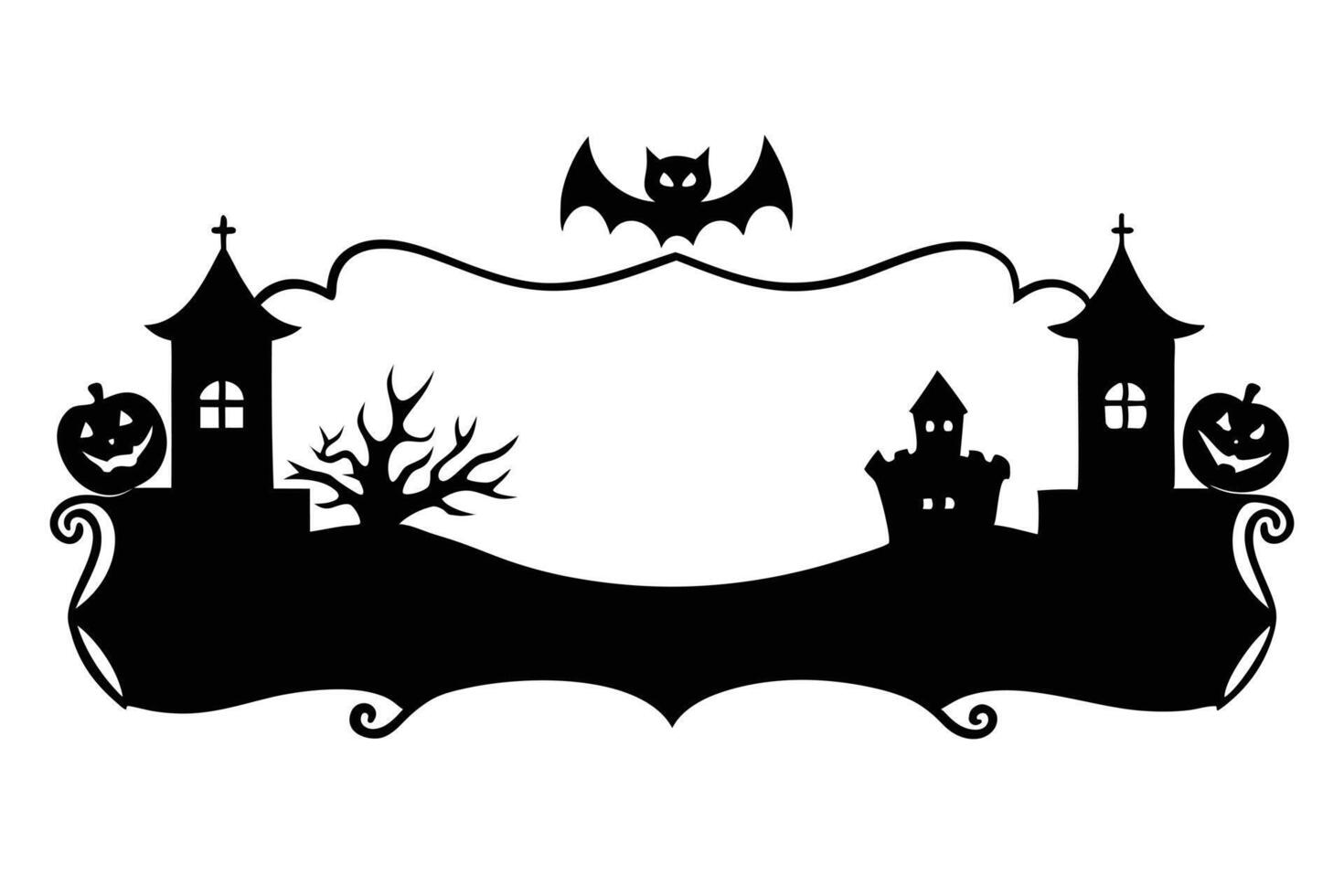 Halloween banner with castle and bats vector
