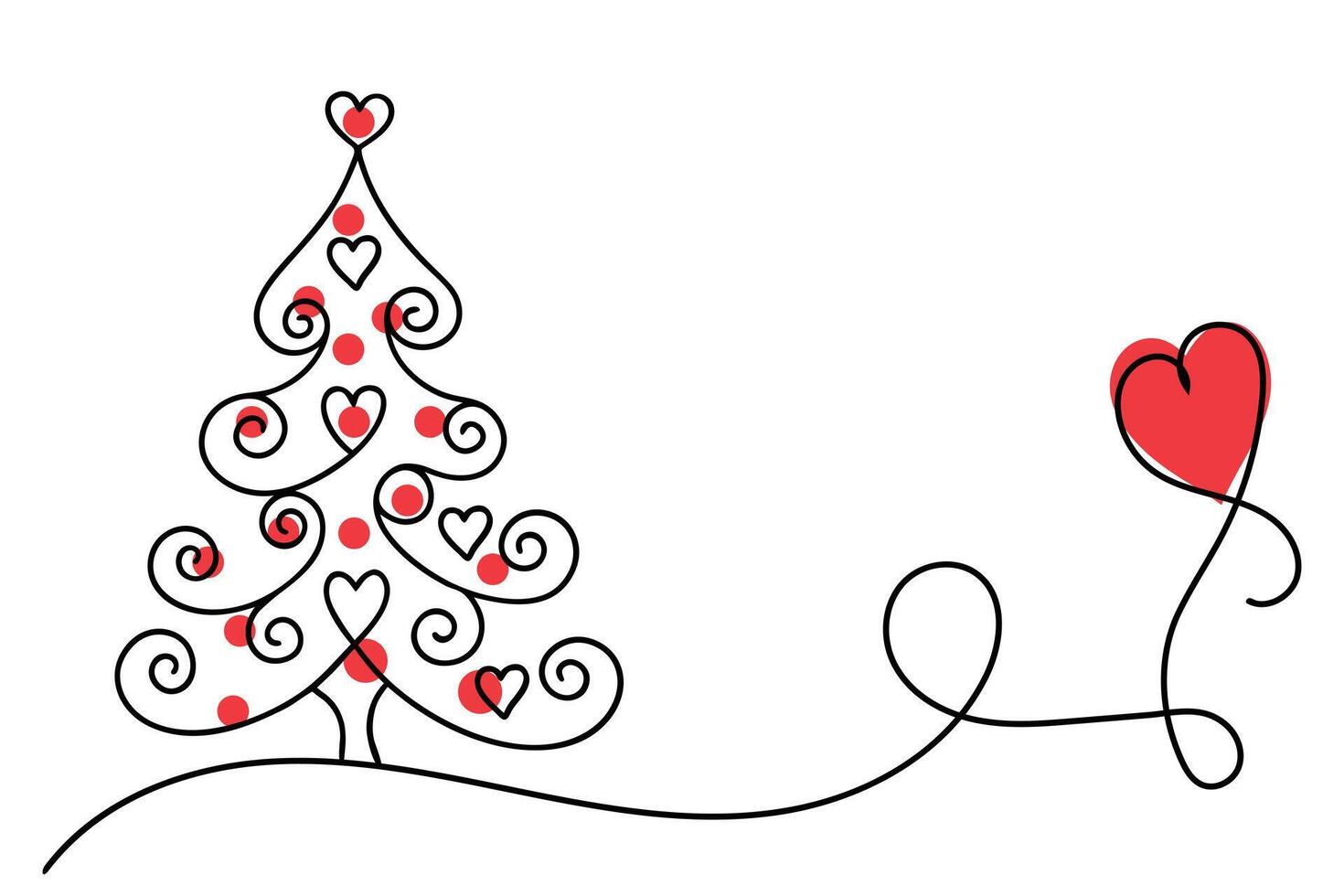 A christmas tree with hearts and a heart vector