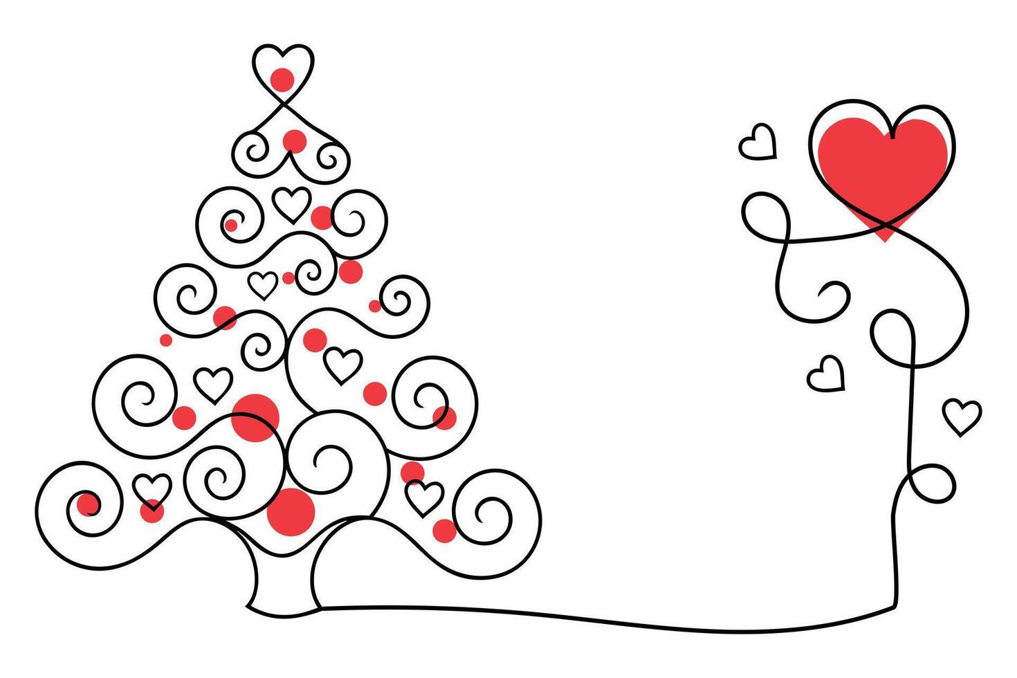 Christmas tree with hearts and a heart vector