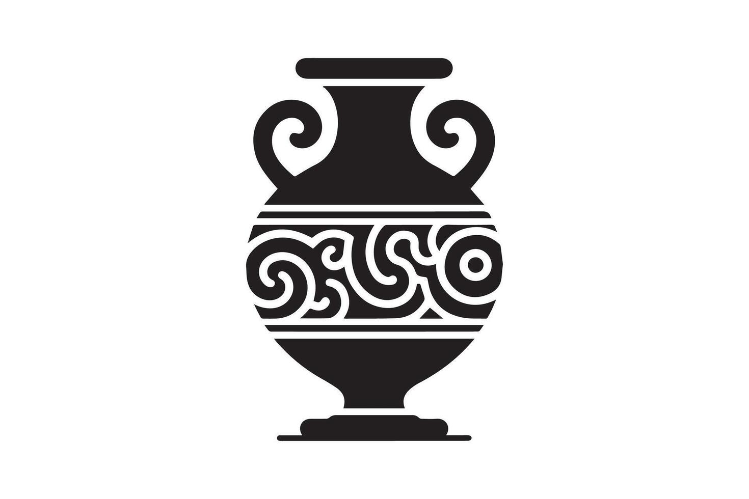 Ancient greek vase icon in black and white vector