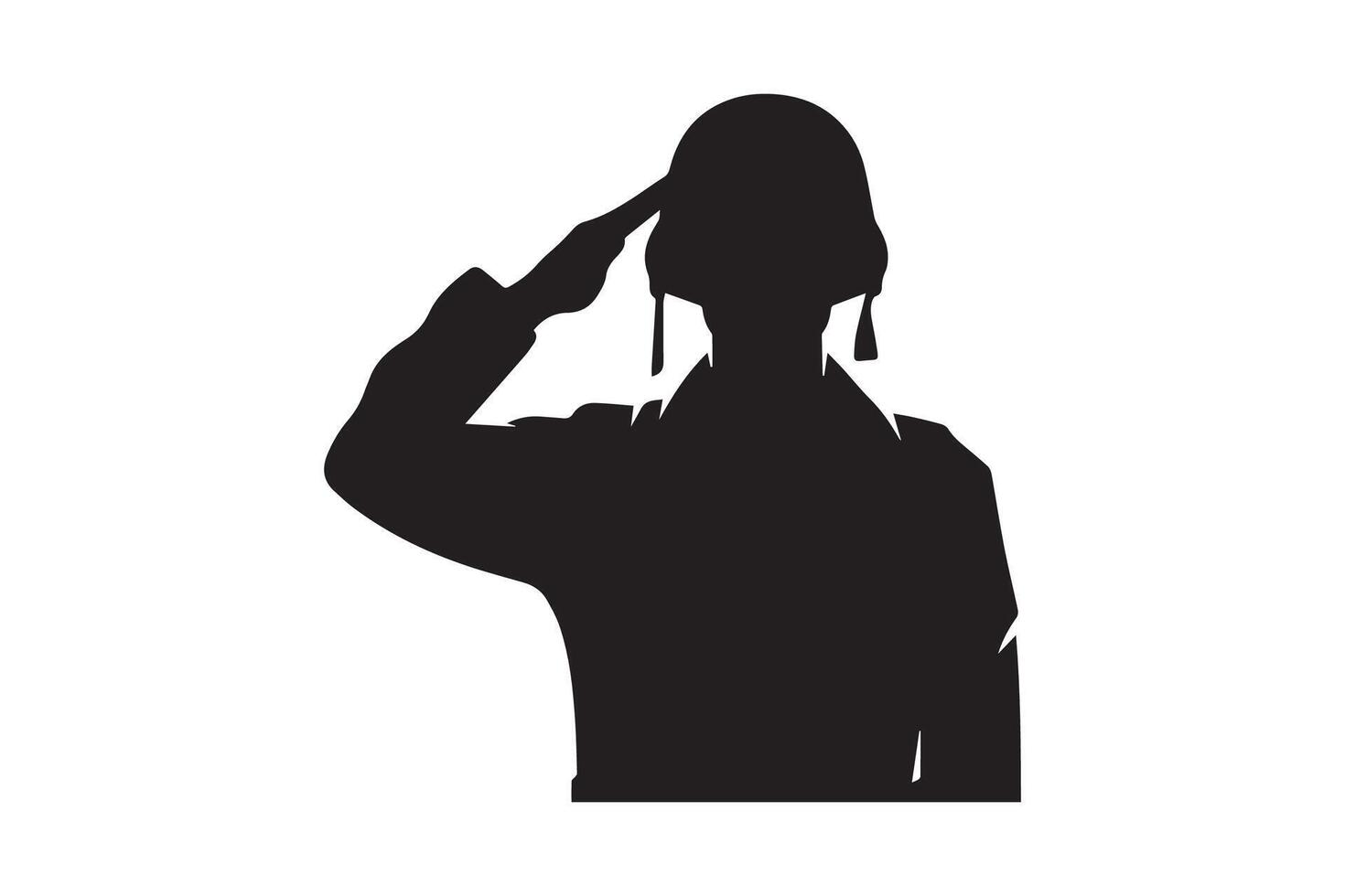 Silhouette of a soldier saluting vector