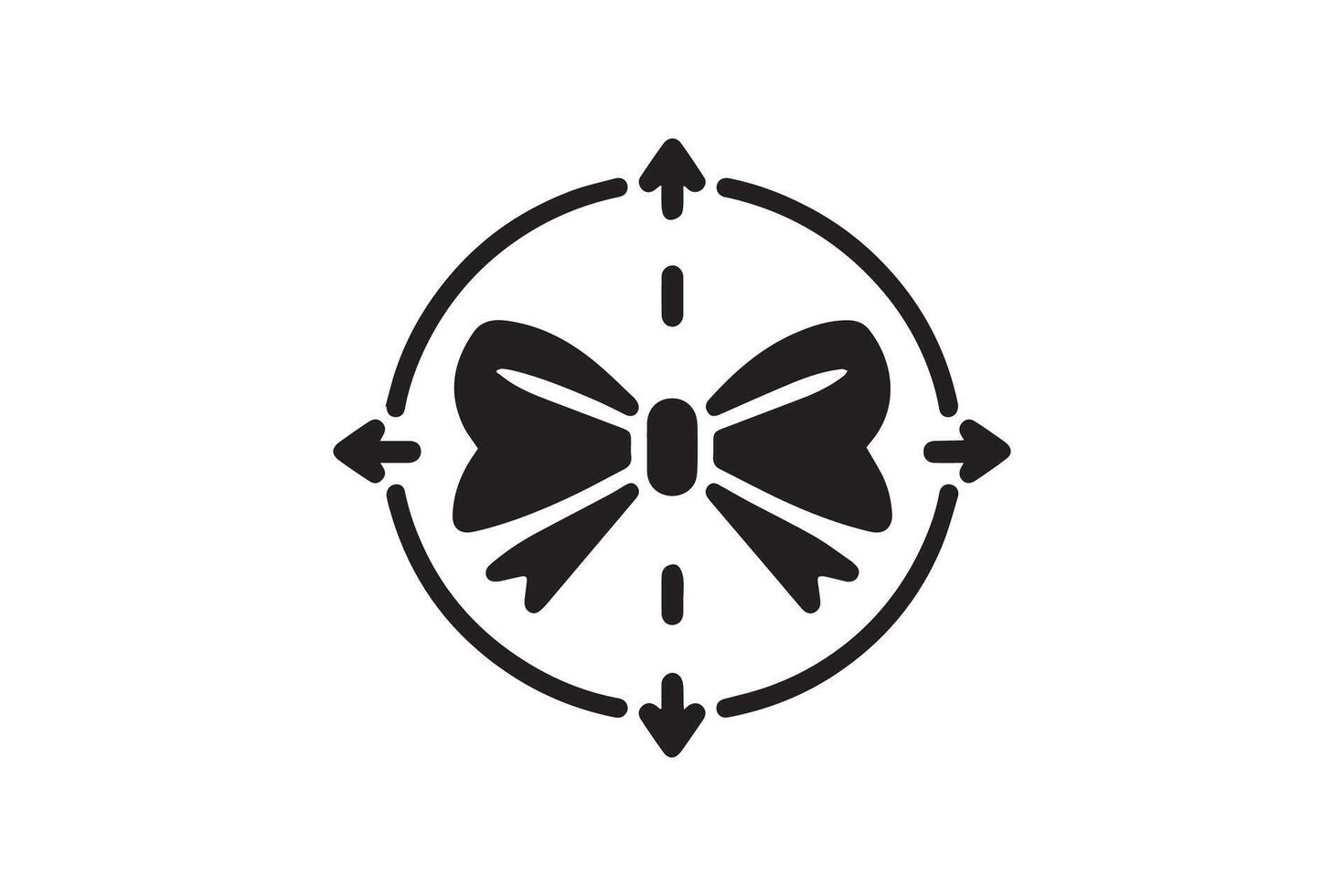 A black and white logo of a bow and arrow vector