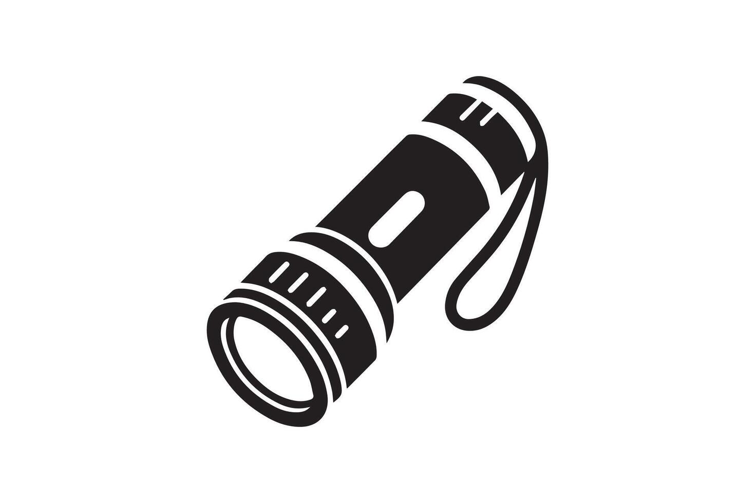 A black and white image of a flashlight vector