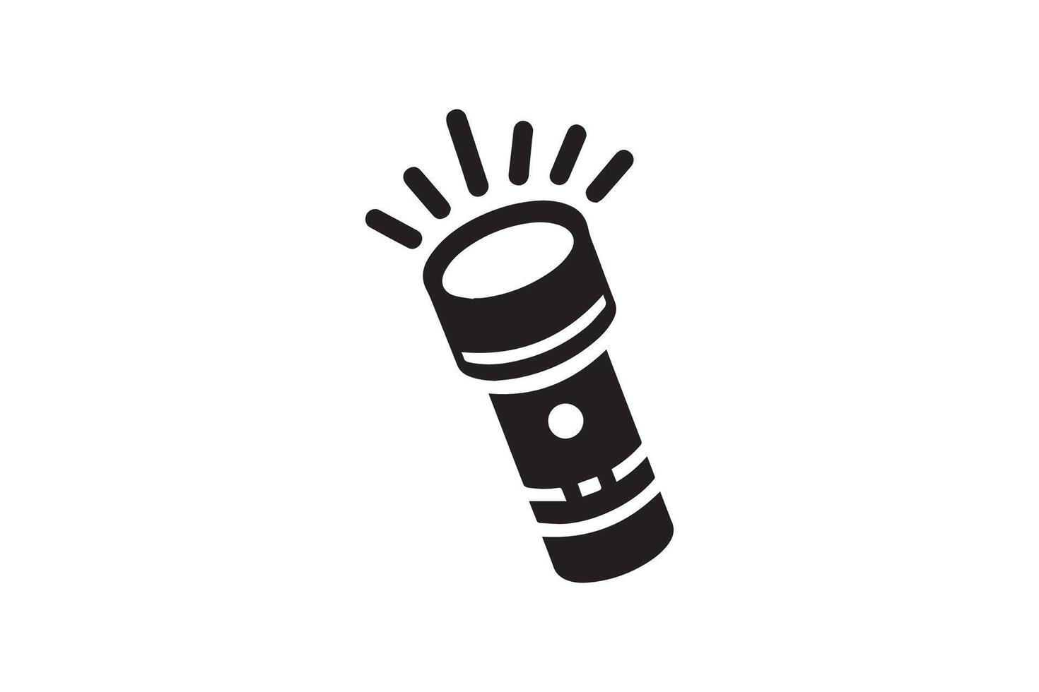 A black and white icon of a flashlight vector