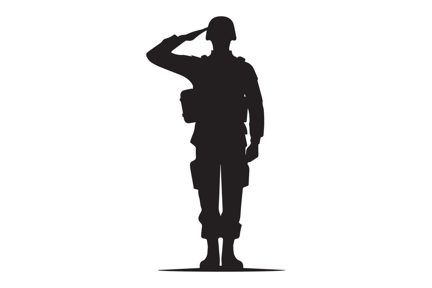 Silhouette of a soldier saluting on a white background vector