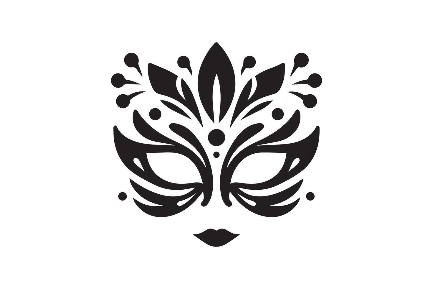 A black and white illustration of a mask vector