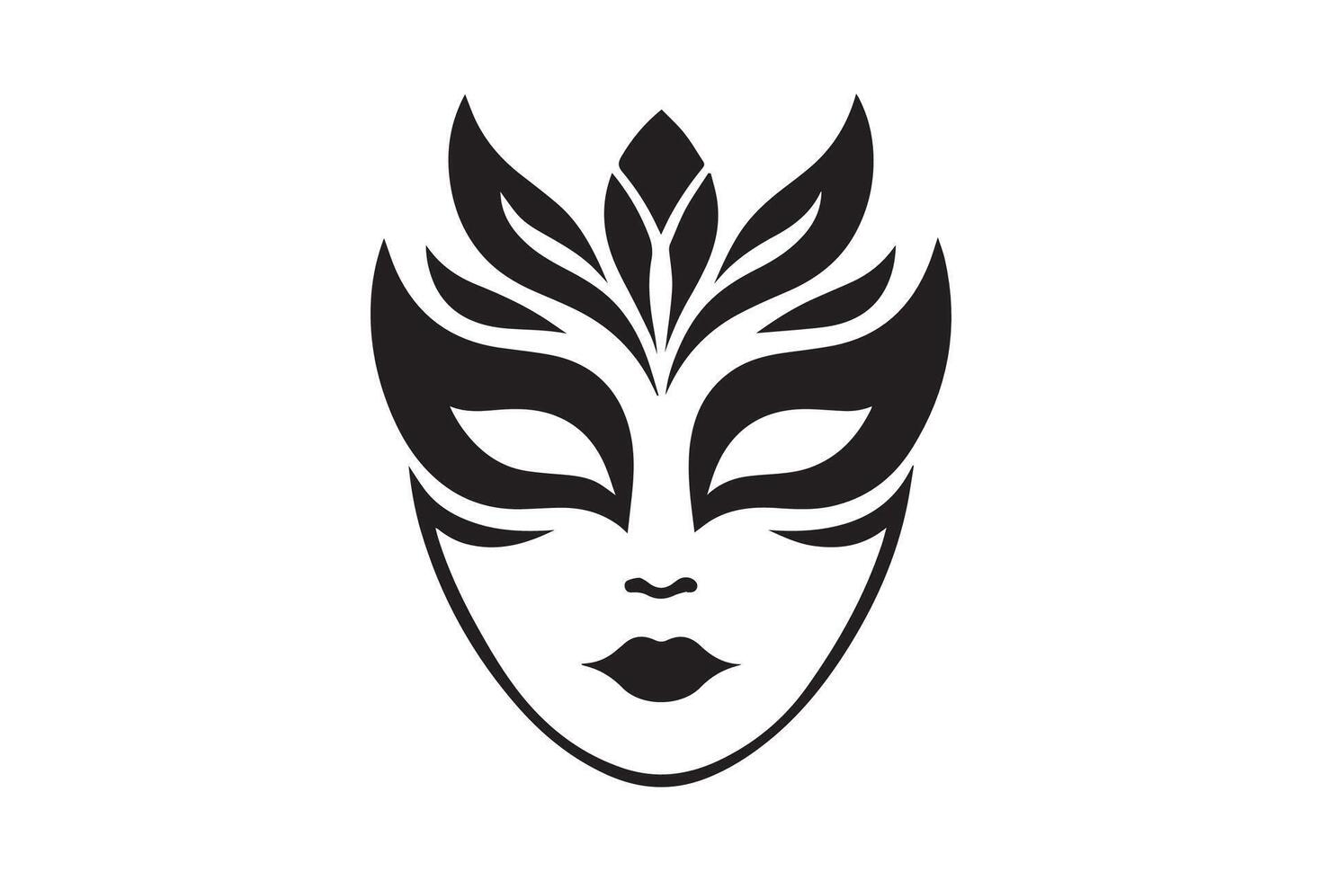 A black and white image of a mask vector