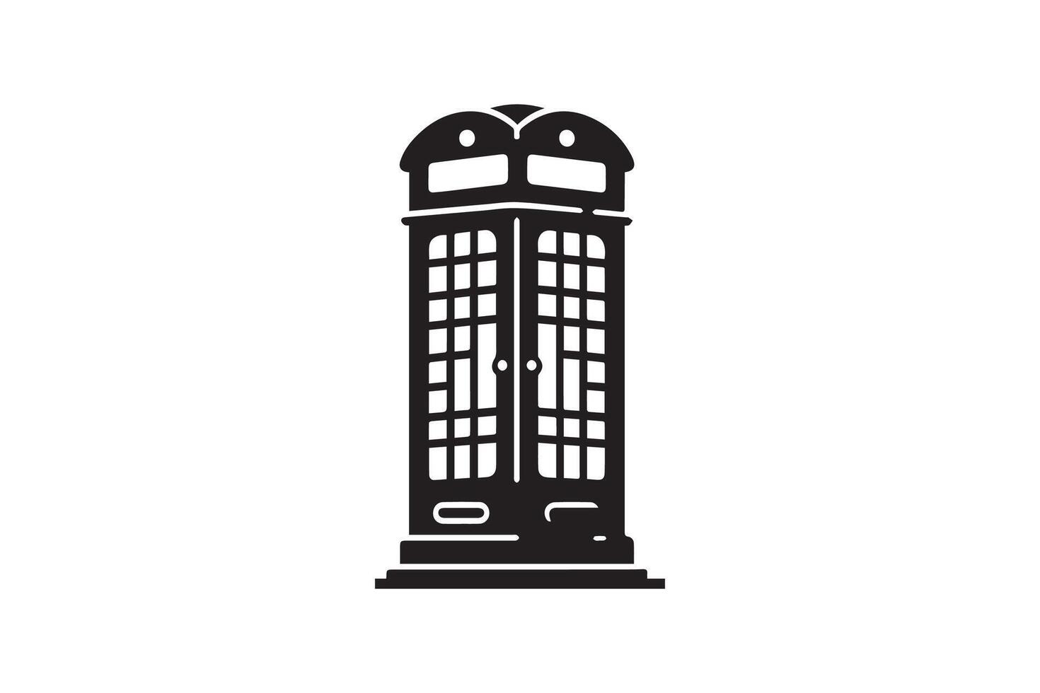 A black and white illustration of a telephone booth vector