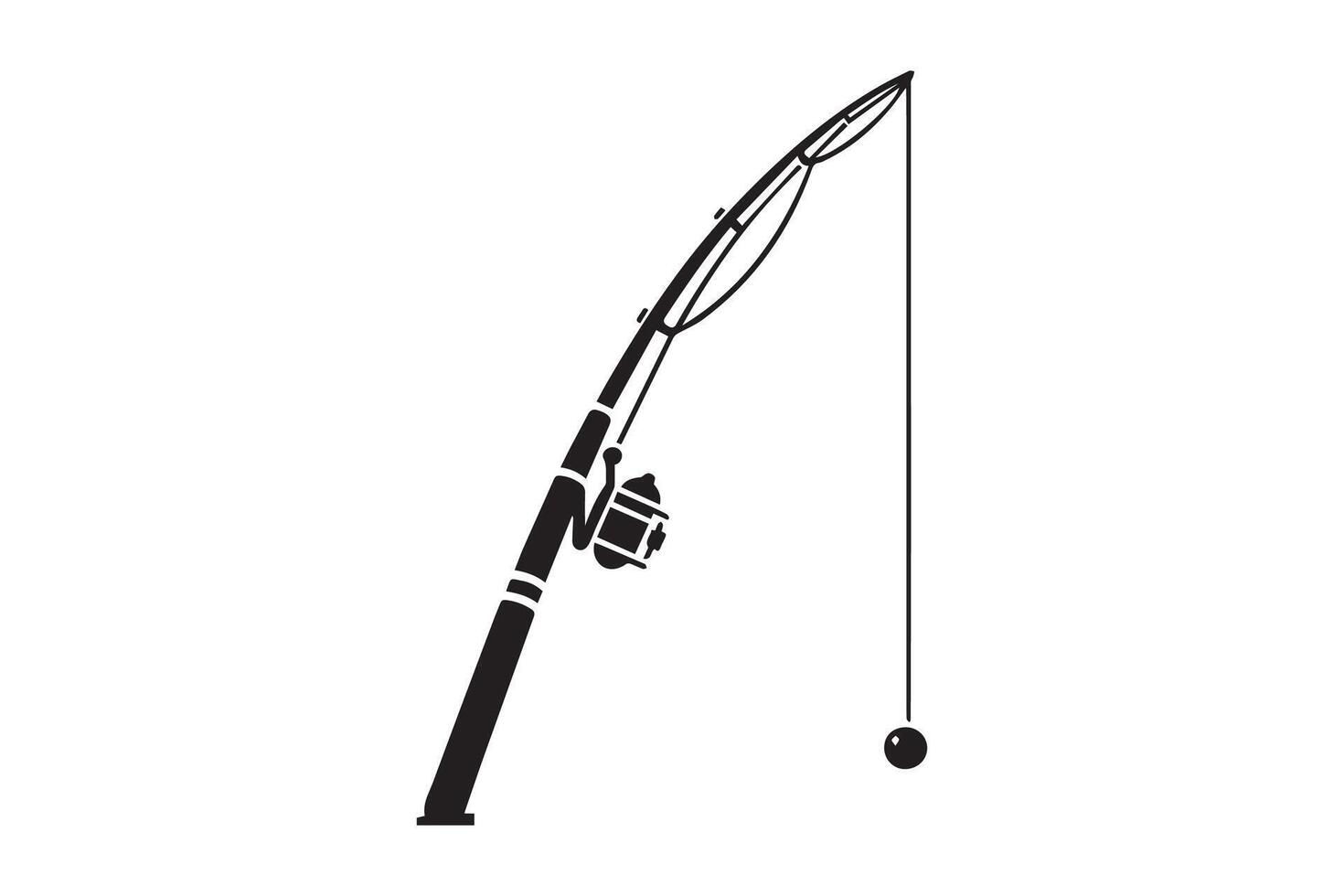 Fishing rod and reel icon illustration vector