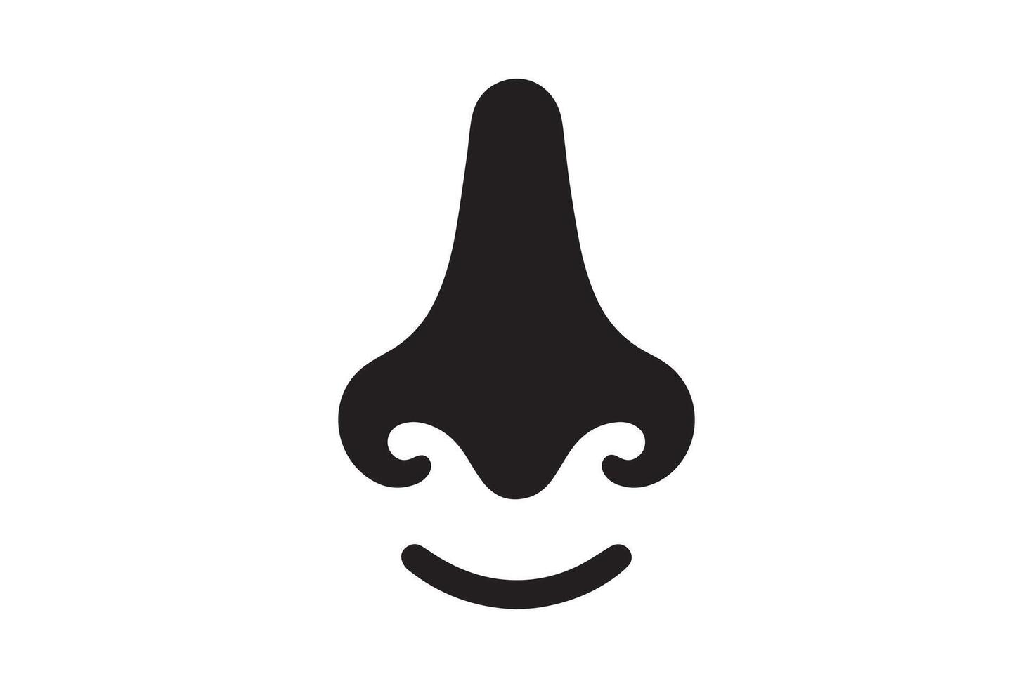 A black and white illustration of a nose vector