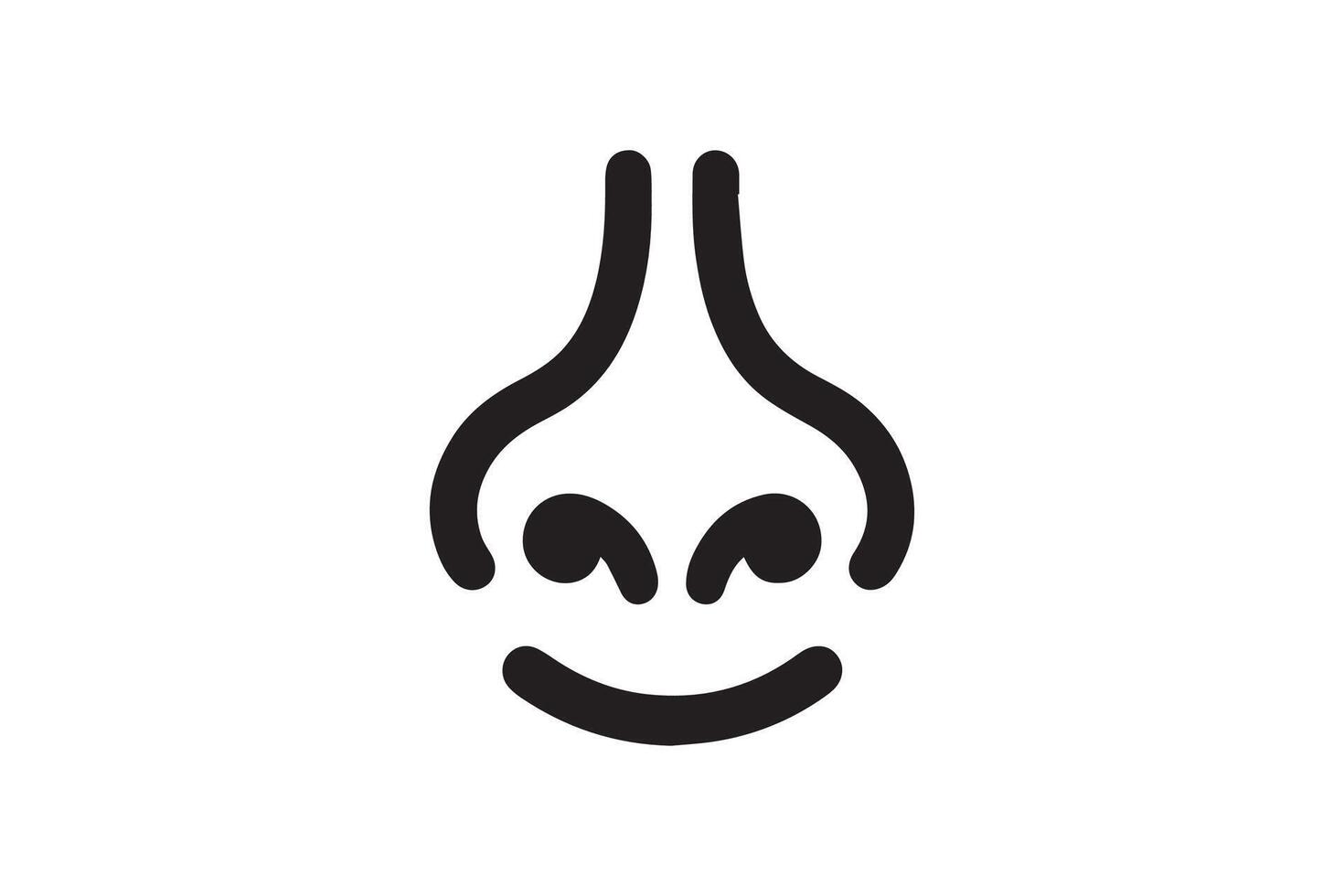 A black and white logo of a nose with a smile vector
