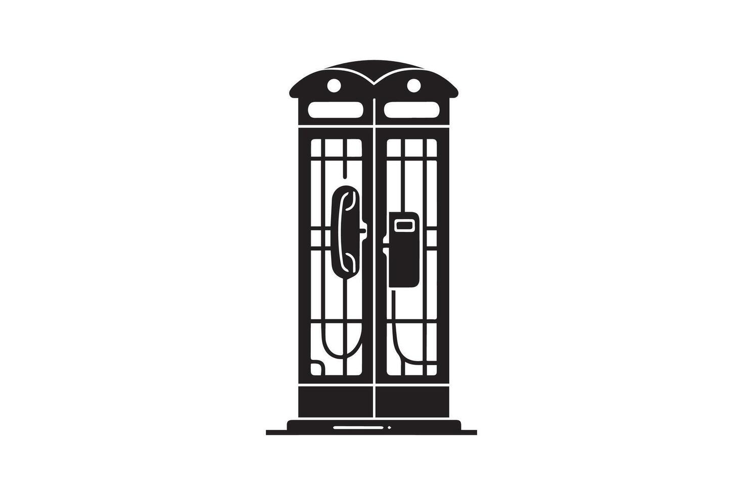 A black and white illustration of a telephone booth vector
