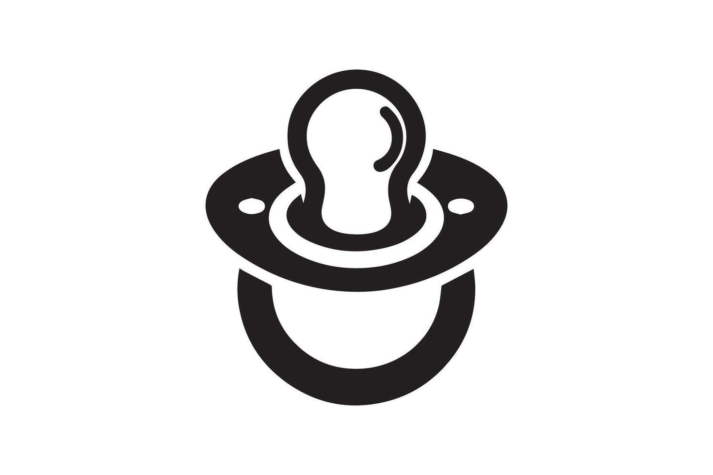 A black and white illustration of a pacifier vector