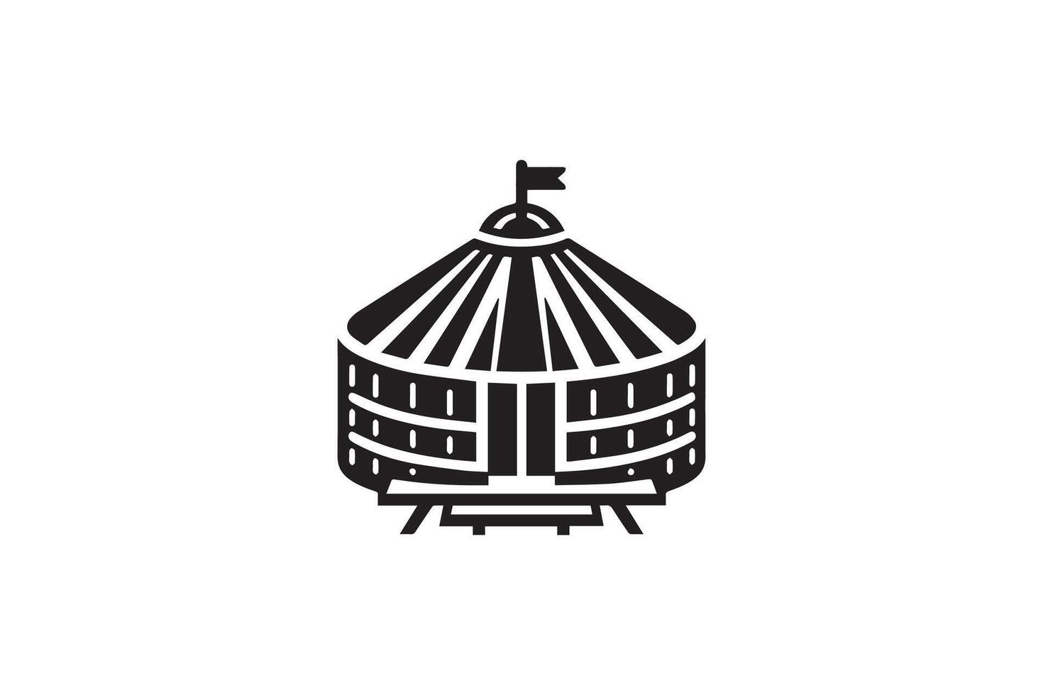 A black and white logo of a tent vector