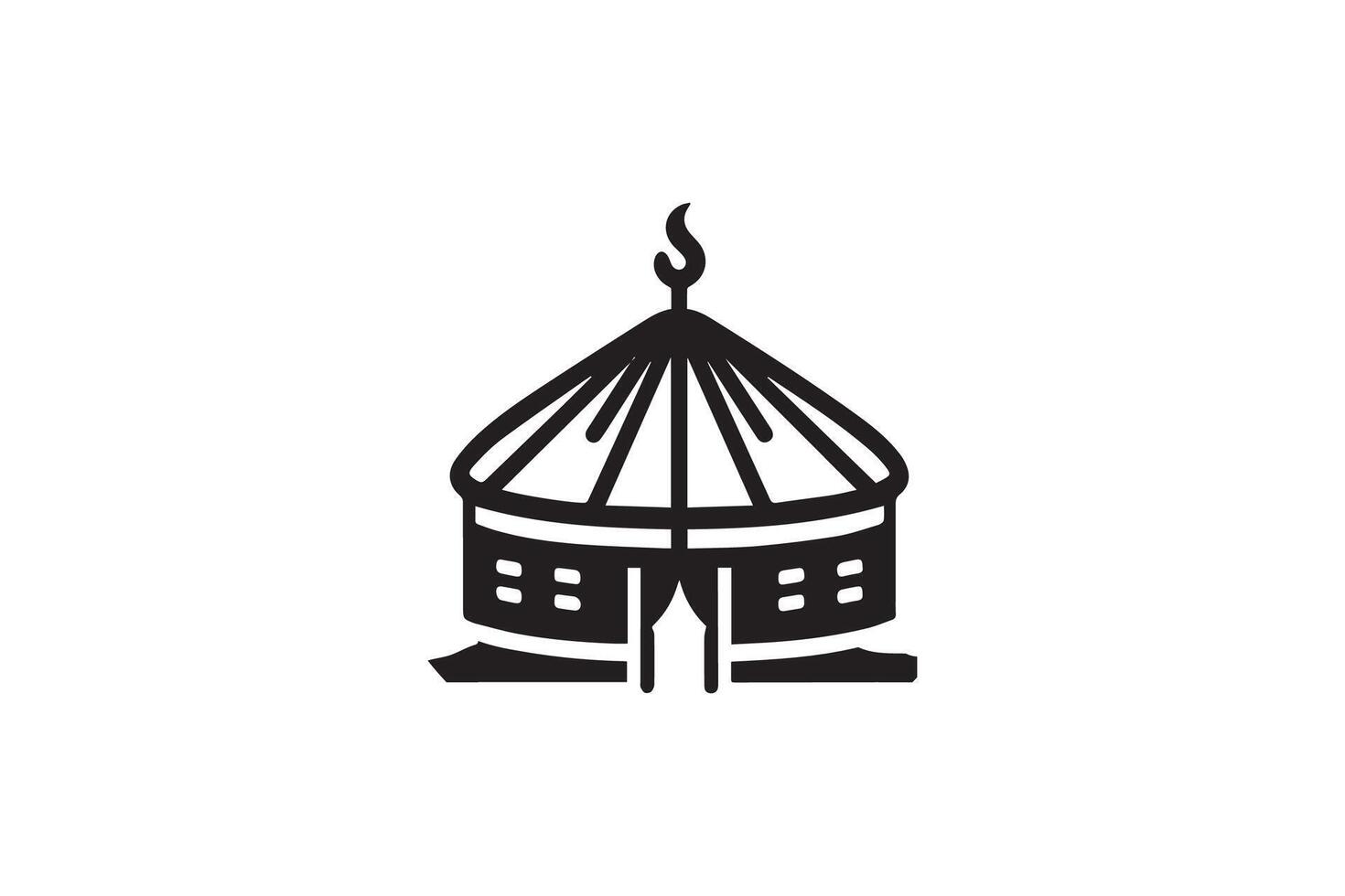 A black and white logo of a building with a dome vector