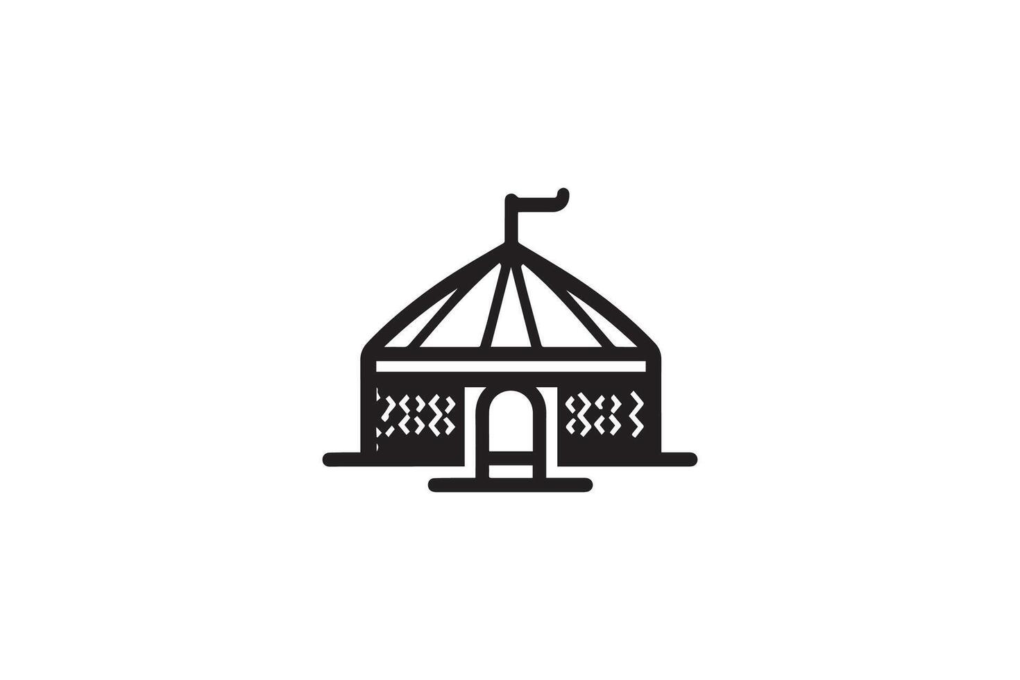 A black and white illustration of a circus tent vector
