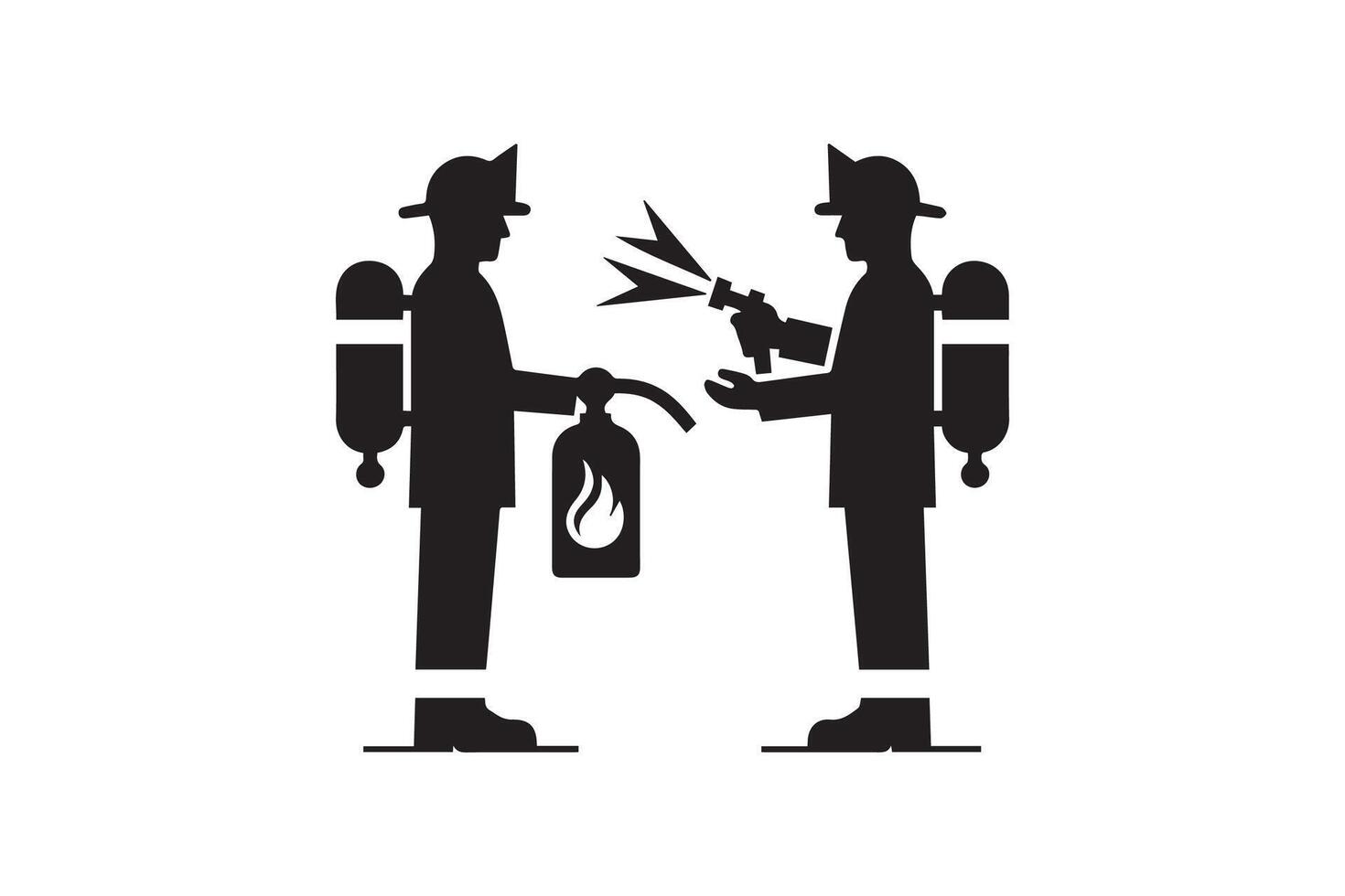 Fireman and fire extinguisher icon illustration vector