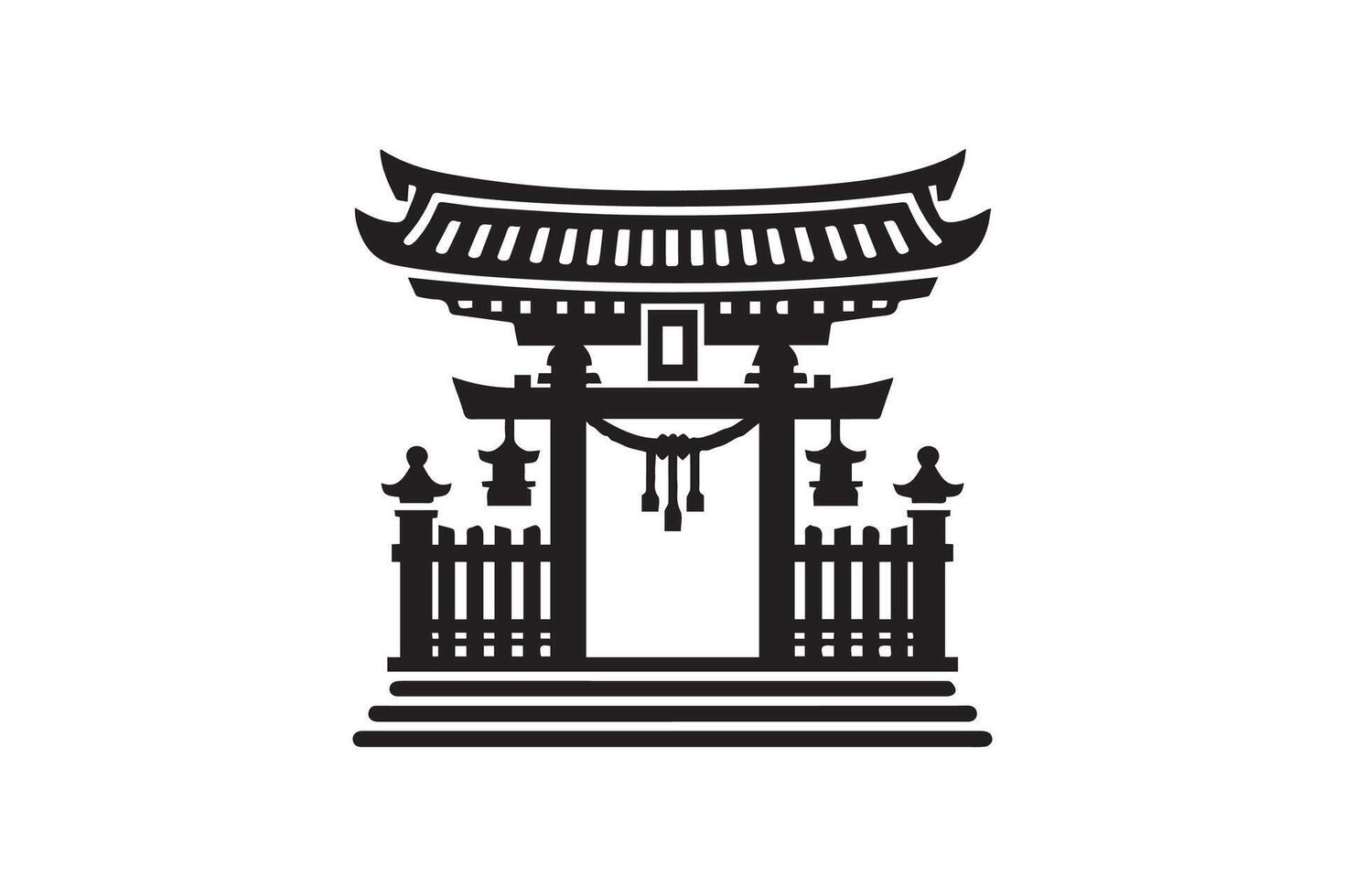 A black and white illustration of a gate vector
