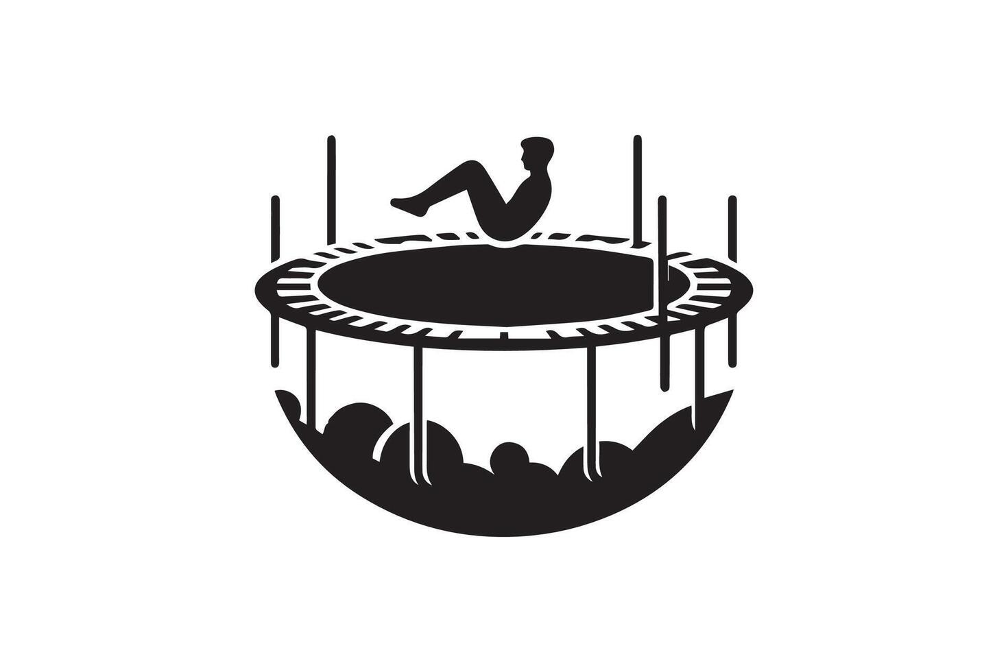 A black and white logo of a man on a trampoline vector