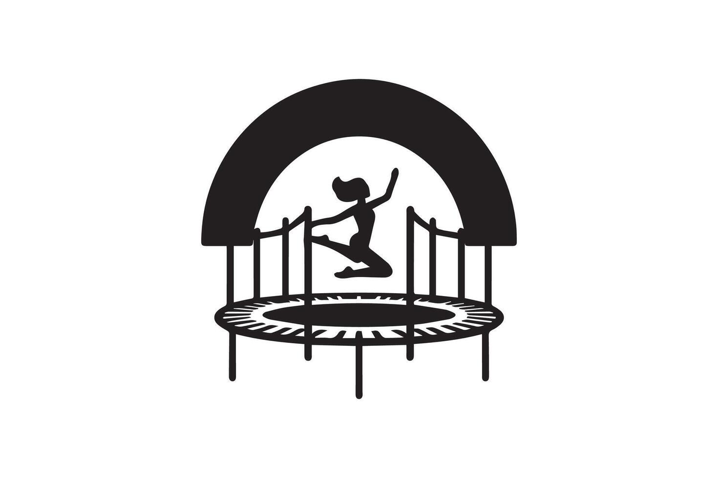 A black and white logo of a trampoline vector
