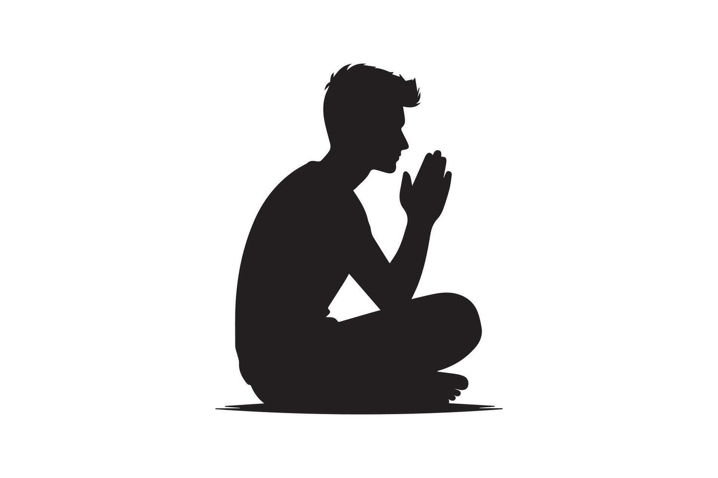 Silhouette of a man praying on the floor vector