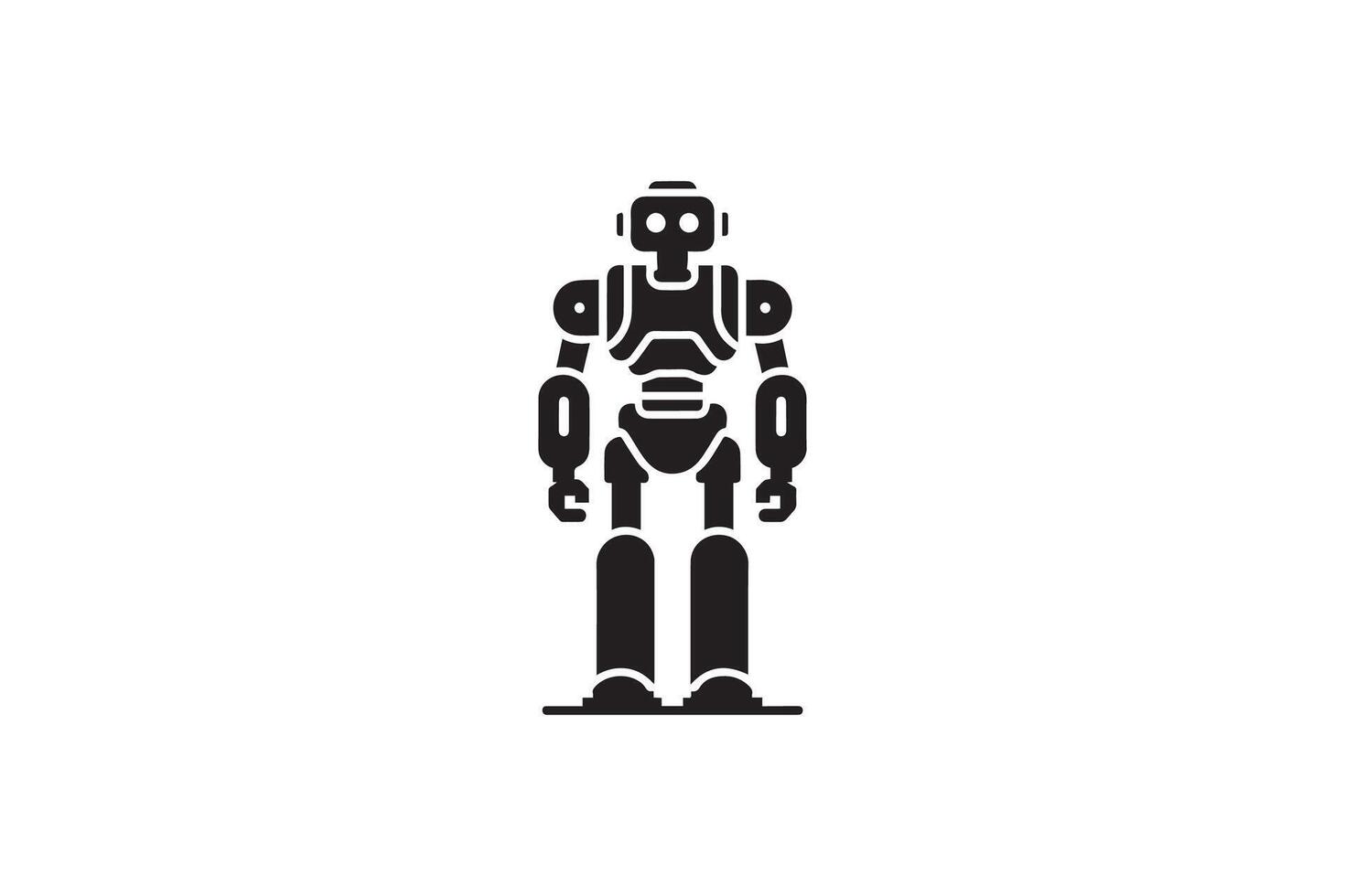 A robot is standing in front of a white background vector