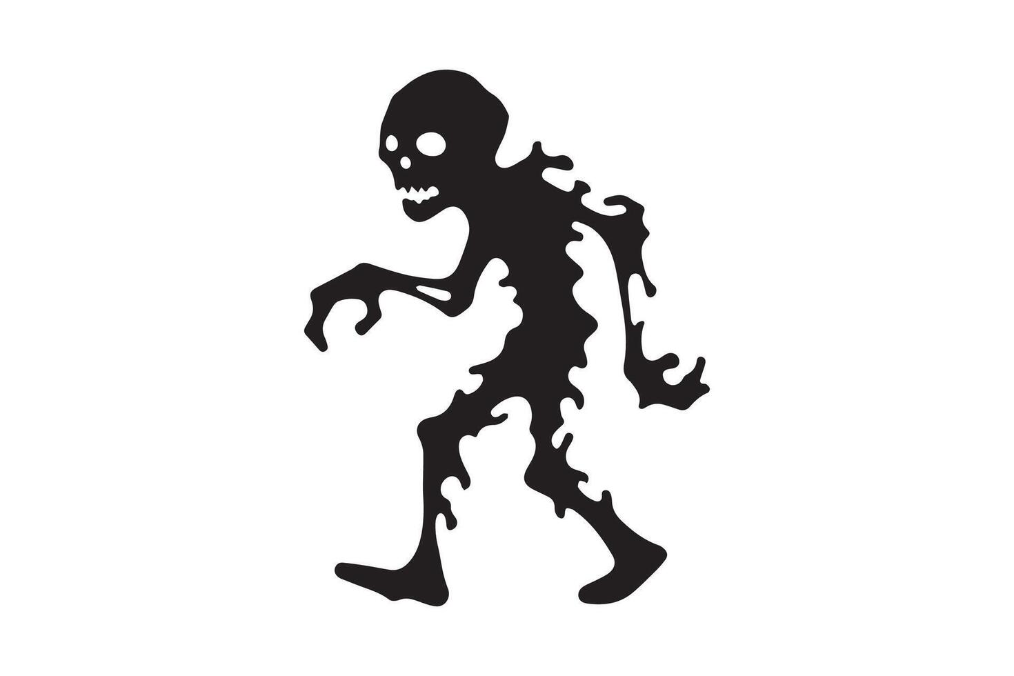 A silhouette of a zombie walking on the ground vector
