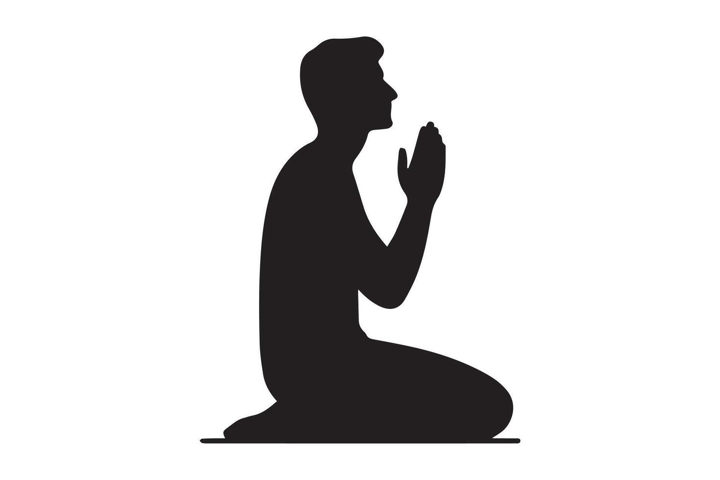 A silhouette of a man praying vector