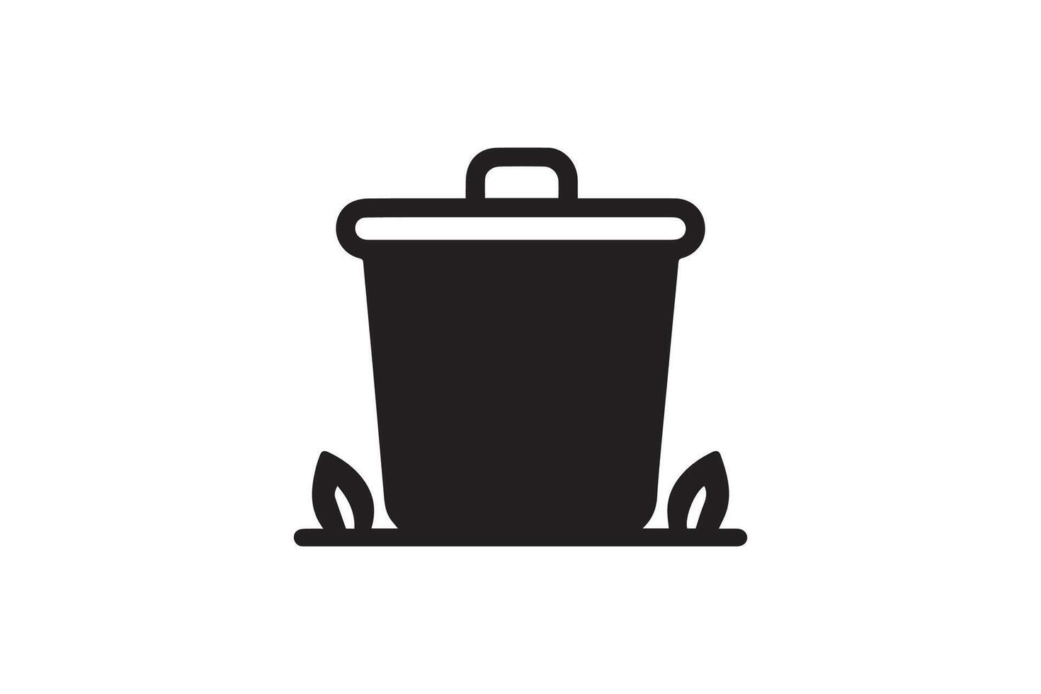 A black and white illustration of a trash can vector