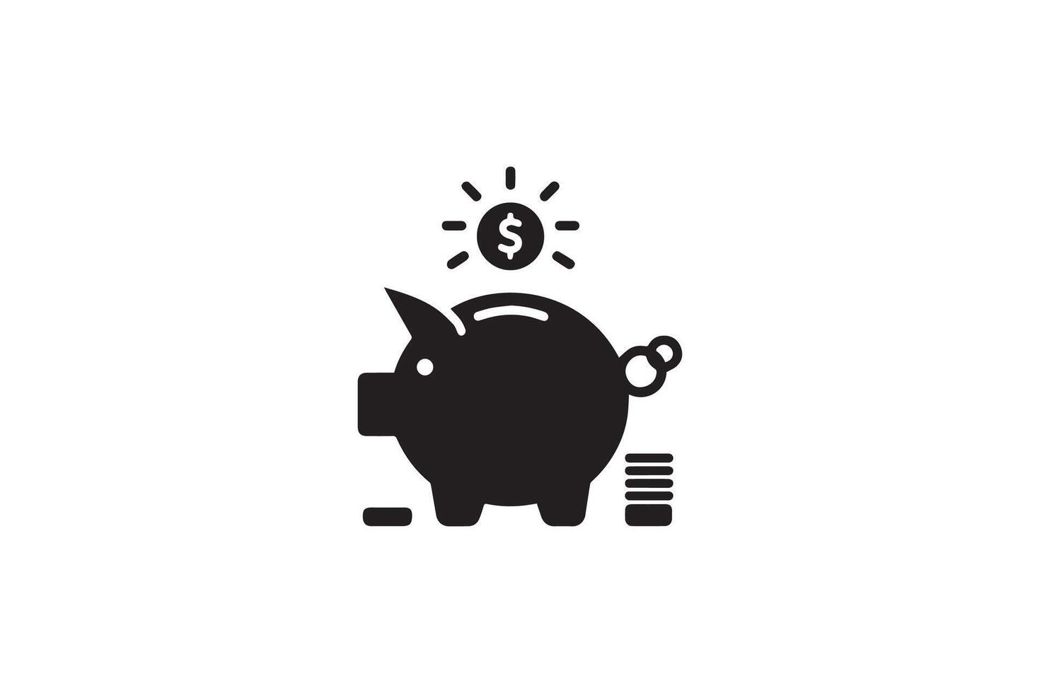 Piggy bank icon, black and white illustration vector
