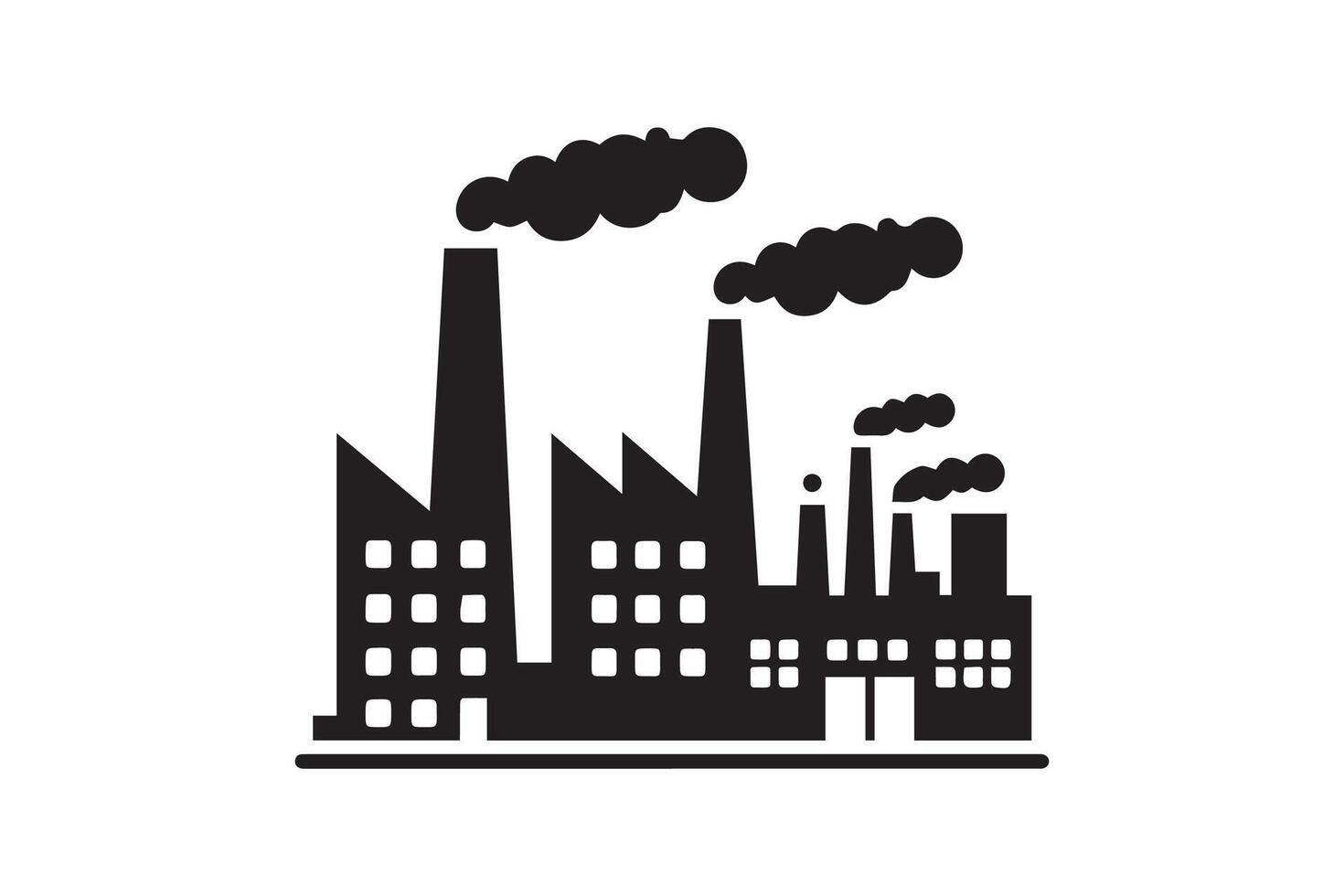 Industrial factory icon, black and white illustration vector