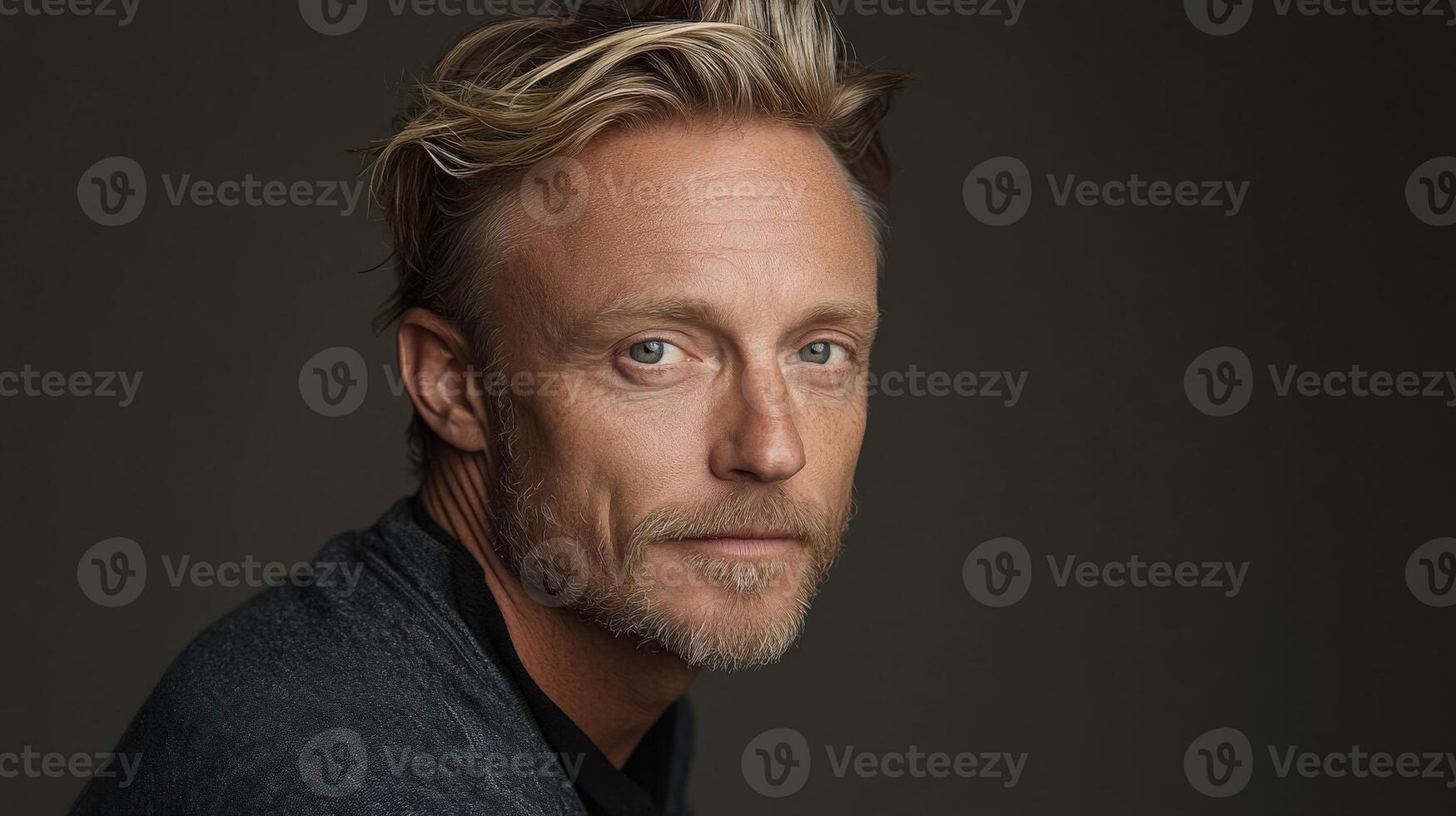 Portrait of a man with blonde hair in a casual setting indoors photo