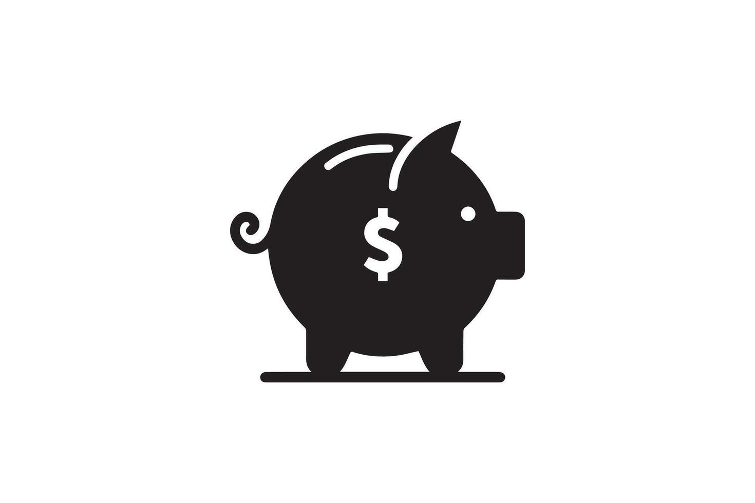 A black and white piggy bank icon vector