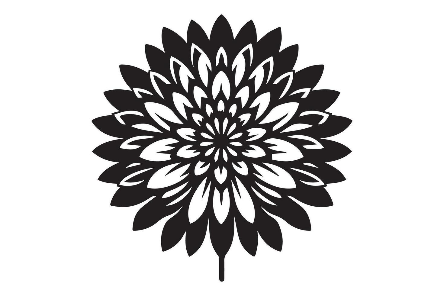 A black and white flower design on a white background vector