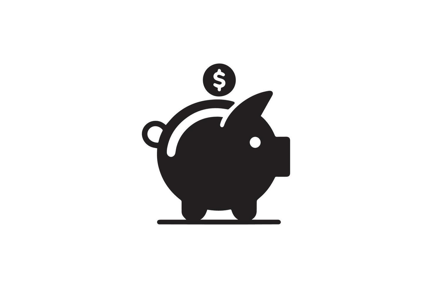 A black and white piggy bank icon vector