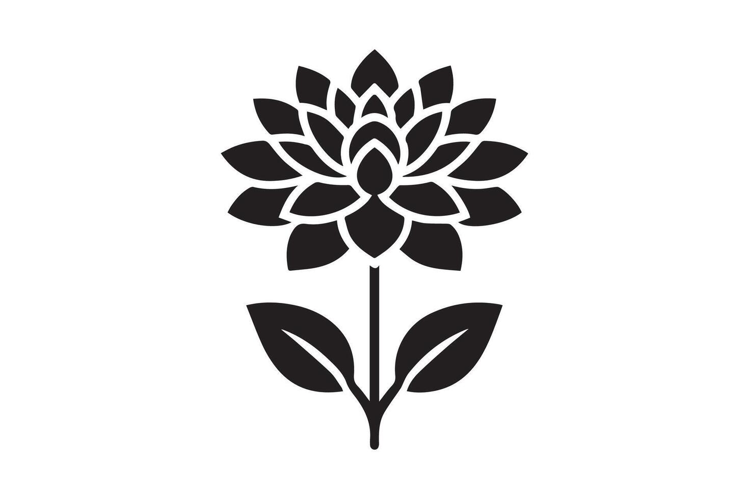 A black and white flower icon on a white background vector