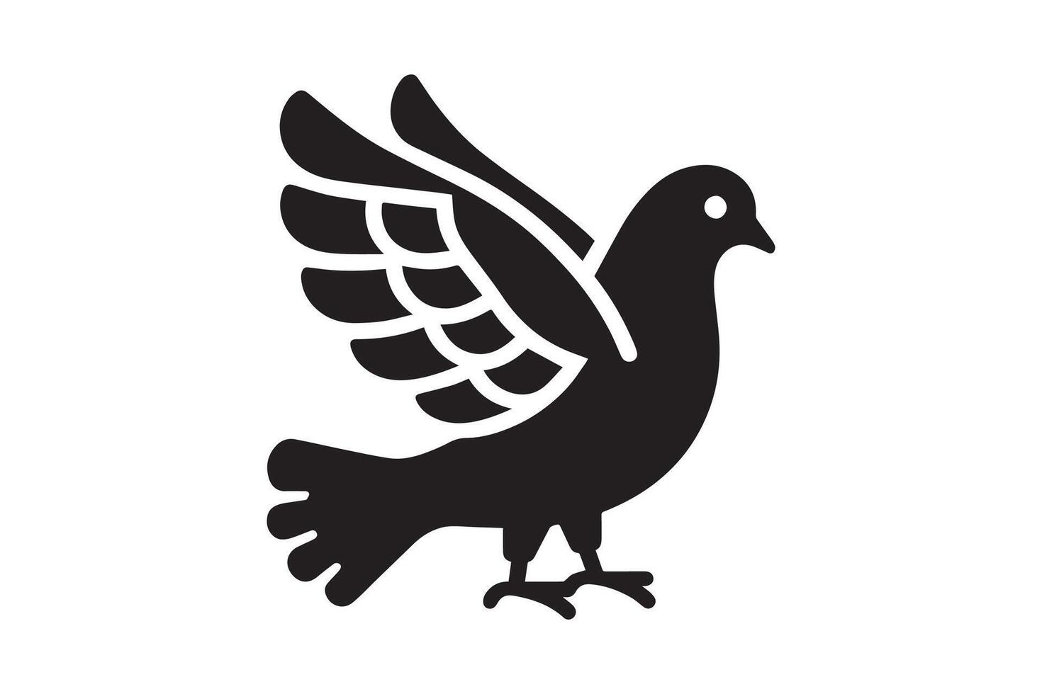 A black and white image of a pigeon vector