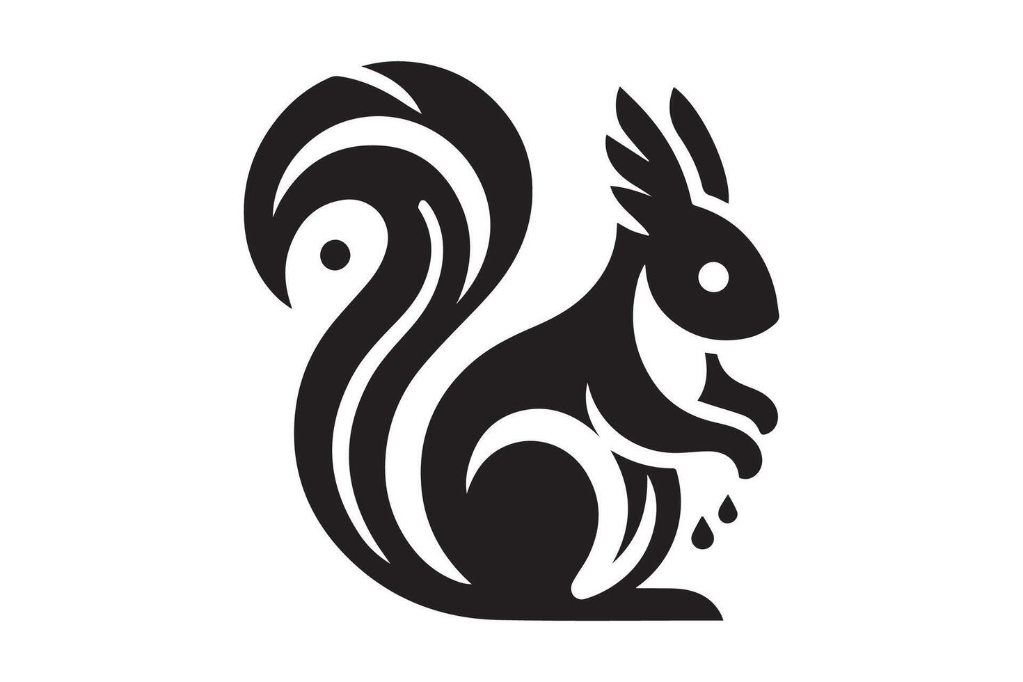 Squirrel logo, illustration, black and white vector
