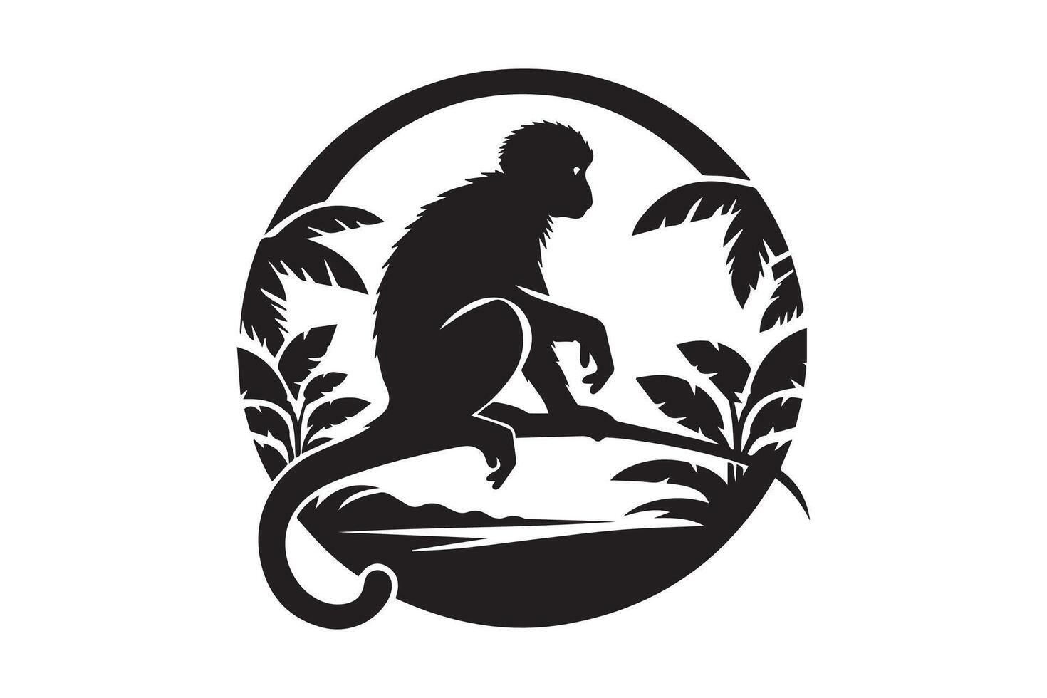 A monkey sitting on a branch in the jungle vector