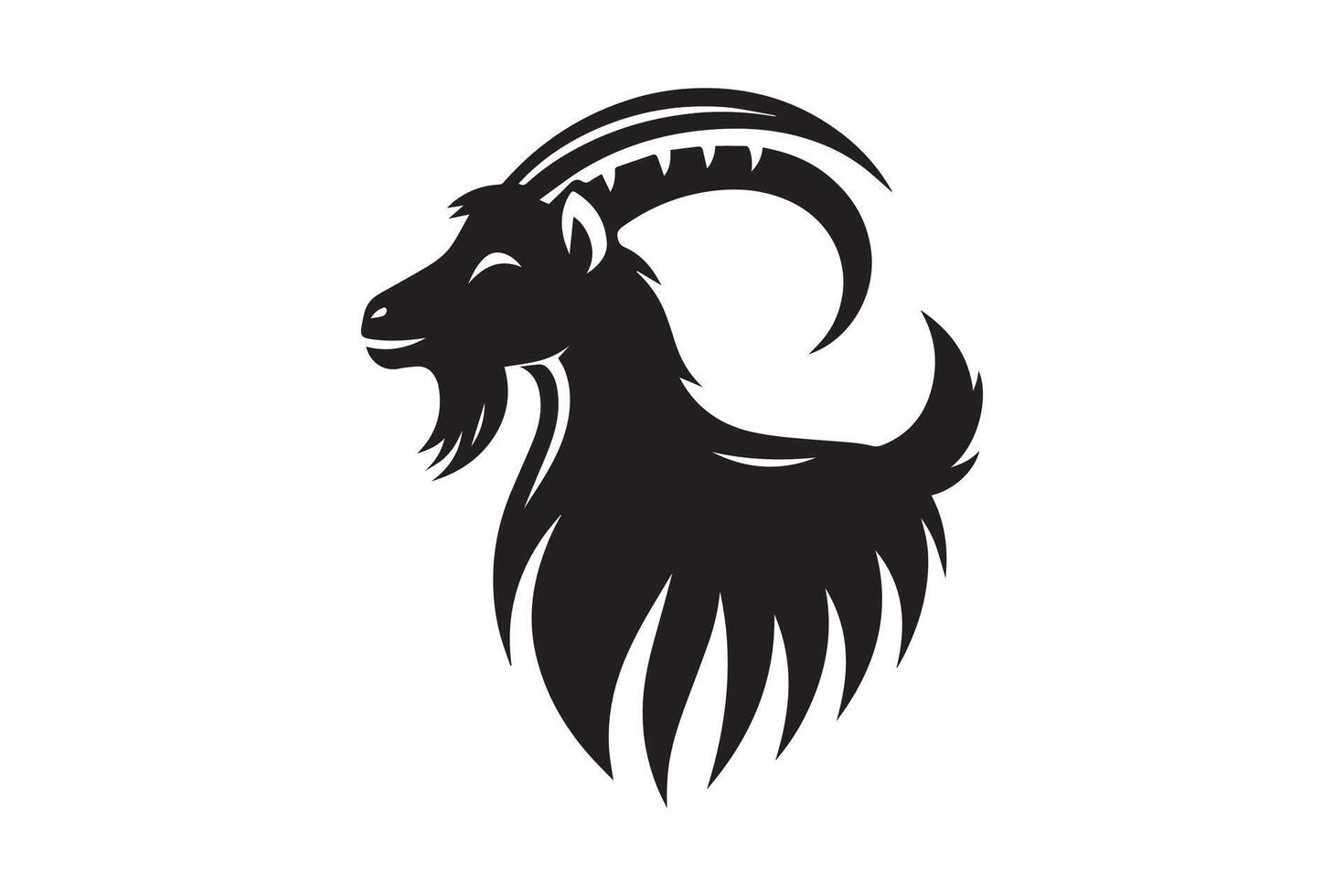 Goat head silhouette on white background vector