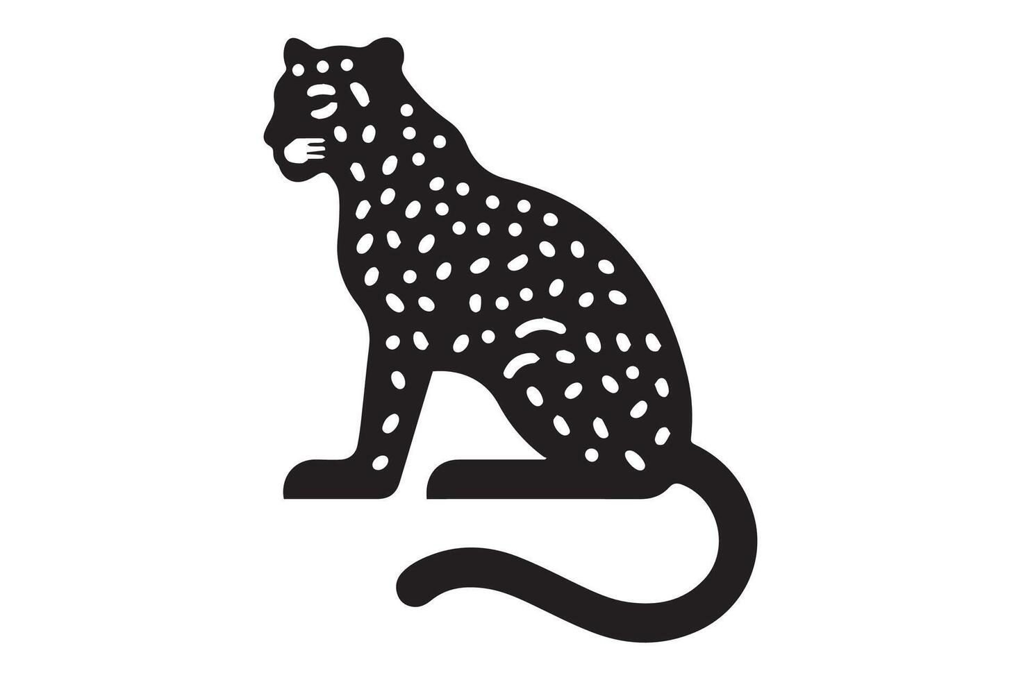 A black and white illustration of a leopard vector
